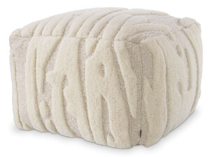 Casa Padrino Luxus Hocker Elfenbein 60 x 60 x H. 40 cm - Quadratischer Wohnzimmer Sitzhocker mit handgewebter Neuseelandwolle - Wohnzimmer M�bel - Luxus M�bel - Luxus Einrichtung