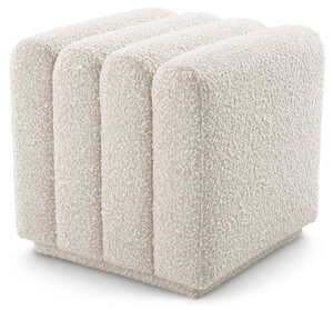 Casa Padrino Luxus Hocker Cremefarben 47 x 46 x H. 46 cm - Gepolsterter Wohnzimmer Sitzhocker - Luxus M�bel