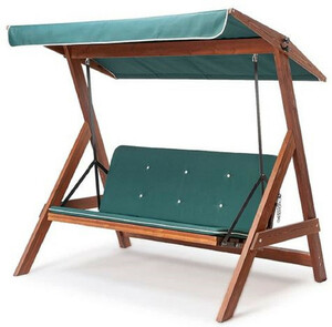 Casa Padrino Luxus Hollywood Schaukel Gr�n / Braun - Moderne Wetterfeste Garten Schaukel mit Sonnendach - Garten M�bel - Terrassen M�bel - Luxus M�bel