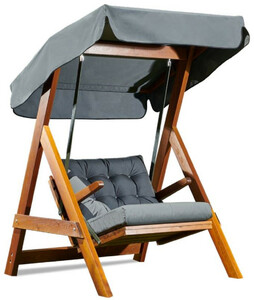 Casa Padrino Luxus Hollywood Schaukel Anthrazitgrau / Braun - Moderne Wetterfeste Garten Schaukel mit Sonnendach - Terrassen M�bel - Garten M�bel - Luxus Kollektion