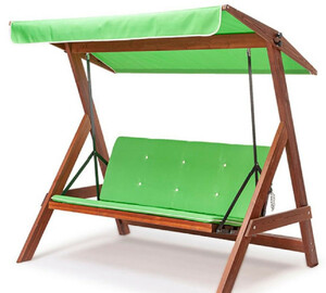 Casa Padrino Luxus Hollywood Schaukel Hellgr�n / Braun - Massivholz Garten Schaukel mit Sonnendach - Garten M�bel - Terrassen M�bel - Outdoor M�bel - Luxus M�bel