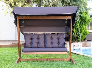 Casa Padrino Luxus Hollywood Schaukel Lila / Braun 237 cm - Garten Schaukel