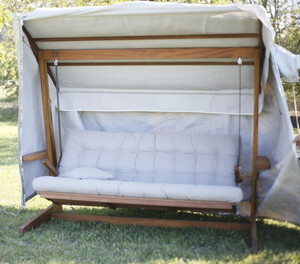 Casa Padrino Luxus Hollywood Schaukel Schutzbezug Grau 160 cm - Wetterfeste Garten Schaukel Schutzh�lle - Garten Accessoires - Luxus Qualit�t