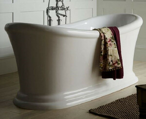 Casa Padrino Luxus Jugendstil Acryl Badewanne Wei� 164 x 70,5 x H. 71 cm - Gebogene freistehende Retro Antik Badewanne - Barock & Jugendstil Badezimmer M�bel