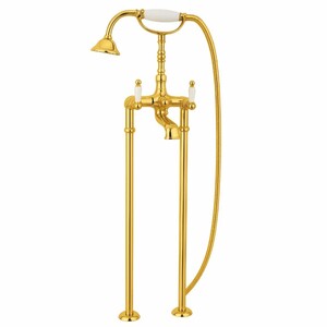 Casa Padrino Jugendstil Wannenbatterie Gold / Wei� H. 105,5 cm - Made in Italy