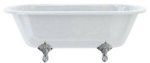 Casa Padrino Luxus Jugendstil Badewanne Wei� / Silber 169 x 74,5 x H. 62 cm - Freistehende Retro Acryl Badewanne - Retro Badezimmer M�bel