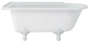 Casa Padrino Luxus Jugendstil Badewanne Wei� / Wei� 150 x 75 x H. 65 cm - Freistehende Retro Acryl Badewanne - Nostalgische Retro Badezimmer M�bel