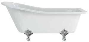 Casa Padrino Luxus Jugendstil Badewanne Wei� / Silber 169 x 73 x H. 77 cm - Freistehende Retro Acryl Badewanne - Retro Badezimmer M�bel