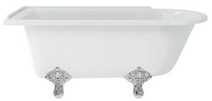 Casa Padrino Luxus Jugendstil Badewanne Wei� / Silber 150 x 75 x H. 65 cm - Freistehende Retro Acryl Badewanne - Nostalgische Retro Badezimmer M�bel