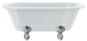 Casa Padrino Luxus Jugendstil Badewanne Wei� / Silber 150 x 75 x H. 63,5 cm - Freistehende Retro Acryl Badewanne - Retro Badezimmer M�bel
