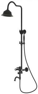 Casa Padrino Luxus Jugendstil Badewannenarmatur mit �berkopfbrause und Handbrause Antik Schwarz H. 147 cm - Retro Badezimmer Duschgarnitur - Duscharmaturen Set
