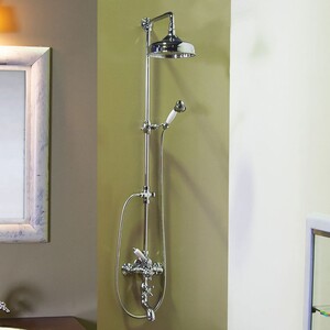 Casa Padrino Jugendstil Badewannenarmatur mit �berkopfbrause und Handbrause H. 167,2 cm