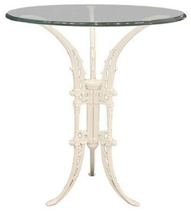 Casa Padrino Luxus Jugendstil Beistelltisch Wei  70 x H. 74 cm - Handgeschmiedeter Schmiedeeisen Tisch mit Glasplatte - Wohnzimmer Garten Terrassen Mbel