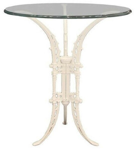 Casa Padrino Luxus Jugendstil Beistelltisch Wei�  70 x H. 74 cm - Handgeschmiedeter Schmiedeeisen Tisch mit Glasplatte - Wohnzimmer Garten Terrassen M�bel