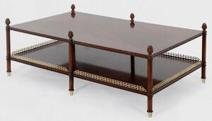 Casa Padrino Luxus Jugendstil Couchtisch Braun / Gold / Messingfarben 129 x 81 x H. 48 cm - Edler Mahagoni Wohnzimmertisch - Wohnzimmer M�bel - Luxus Qualit�t