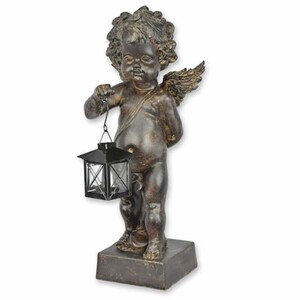 Casa Padrino Jugendstil Deko Skulptur Engel mit Laterne H. 46,4 cm - Weihnachtsdeko