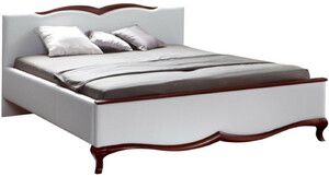 Casa Padrino Luxus Jugendstil Doppelbett Wei / Dunkelbraun 170,6 x 213,3 x H. 97,5 cm - Elegantes Massivholz Bett - Barock & Jugendstil Schlafzimmer Mbel