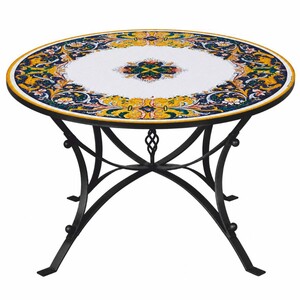 Casa Padrino Luxus Jugendstil Esstisch Wei� / Bunt / Schwarz  140 cm - Runder Gartentisch - Gastronomie M�bel - Made in Italy