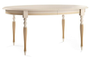 Casa Padrino Luxus Barock Esstisch Cremefarben / Gold 160-360 x 110 x H. 77,5 cm - Ovaler Ausziehbarer Massivholz Esszimmertisch - Barock Esszimmer M�bel