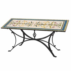 Casa Padrino Luxus Jugendstil Esstisch Bunt / Schwarz 200 cm - Handgefertigter & Handbemalter Gartentisch - Made in Italy