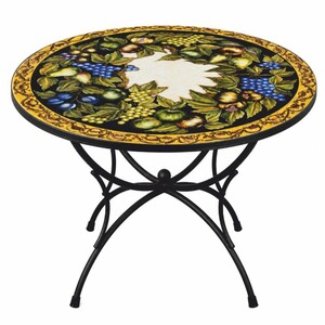 Casa Padrino Luxus Jugendstil Esstisch Bunt / Schwarz  120 cm - Runder Gartentisch - Gastronomie & Garten M�bel - Made in Italy