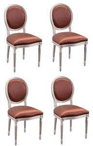 Casa Padrino Luxus Barock Esszimmer Set Creme / Gold / Orange 49 x 43,5 x H. 98 cm - 4 Esszimmerst�hle - Esszimmerm�bel