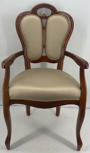 Casa Padrino Luxus Jugendstil Esszimmerstuhl mit Armlehnen Gold / Braun 57 x 43 x H. 105 cm - Gepolsterter Massivholz Stuhl - Jugendstil Esszimmermbel