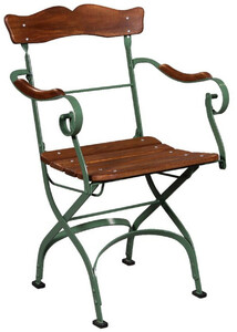 Casa Padrino Luxus Jugendstil Gartenstuhl mit Armlehnen Braun / Gr�n 57 x 50 x H. 92 cm - Garten & Terrassen Stuhl - Jugendstil Garten & Terrassen M�bel
