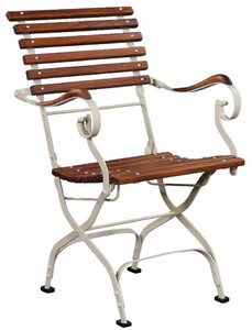 Casa Padrino Luxus Jugendstil Gartenstuhl mit Armlehnen Braun / Cremefarben 60 x 55 x H. 90 cm - Garten & Terrassen Stuhl - Jugendstil Garten & Terrassen M�bel