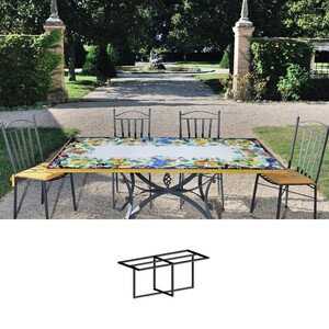 Casa Padrino Luxus Jugendstil Gartentisch Fr�chte und Bl�ten 200 x 100 cm - Rechteckiger Esstisch aus handbemaltem Lavastein - Gastronomie M�bel - Made in Italy
