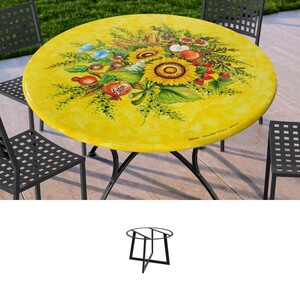 Casa Padrino Luxus Jugendstil Gartentisch Sonnenblumen  100 cm - Runder Esstisch aus handbemaltem Lavastein - Gastronomie M�bel - Made in Italy