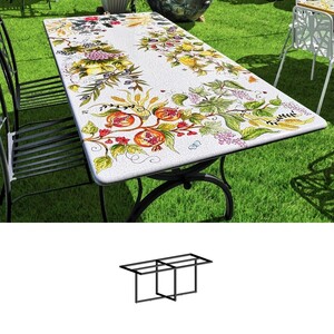 Casa Padrino Luxus Jugendstil Gartentisch Blumenstrau� 180 x 90 cm - Rechteckiger Esstisch aus handbemaltem Lavastein - Gastronomie M�bel - Made in Italy