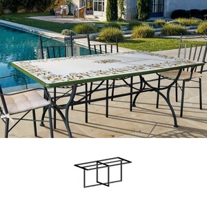 Casa Padrino Luxus Jugendstil Gartentisch Olivenzweige 200 x 100 cm - Rechteckiger Esstisch aus handbemaltem Lavastein - Gastronomie M�bel - Made in Italy