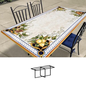 Casa Padrino Luxus Jugendstil Gartentisch Zitronenzweige 180 x 90 cm - Rechteckiger Esstisch aus handbemaltem Lavastein - Gastronomie M�bel - Made in Italy