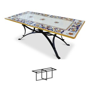Casa Padrino Luxus Jugendstil Gartentisch Ornamentbord�re 200 x 100 cm - Rechteckiger Esstisch aus handbemaltem Lavastein - Gastronomie M�bel - Made in Italy