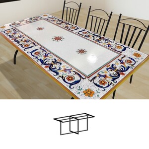 Casa Padrino Luxus Jugendstil Gartentisch Ornamentrahmen 200 x 100 cm - Rechteckiger Esstisch aus handbemaltem Lavastein - Gastronomie M�bel - Made in Italy