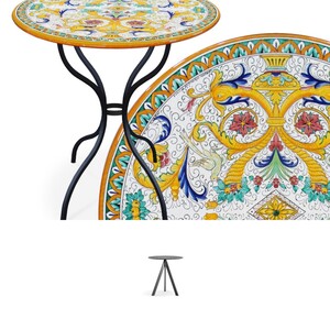 Casa Padrino Luxus Jugendstil Gartentisch Bl�tenranken  80 cm - Runder Esstisch aus handbemaltem Lavastein - Gastronomie M�bel - Made in Italy