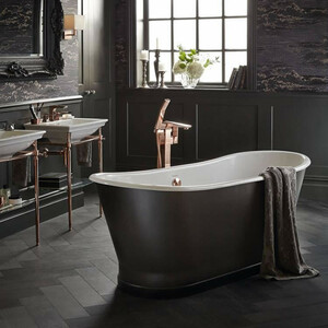 Casa Padrino Luxus Gusseisen Badewanne Carbonfarben / Wei� 170 x 68 x H. 69.5 cm - Gebogene freistehende Badewanne - Barock & Jugendstil Badezimmer M�bel