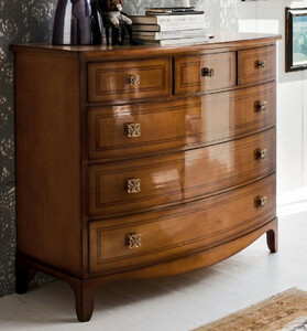 Casa Padrino Luxus Jugendstil Kommode Braun 124 x 58 x H. 106 cm - Massivholz Schrank mit 6 Schubladen - Barock & Jugendstil M�bel