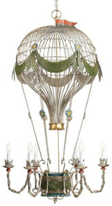 Casa Padrino Luxus Jugendstil Kronleuchter Heiluftballon Silber / Mehrfarbig  70 x H. 140 cm - Barock & Jugendstil Wohnzimmer Kronleuchter