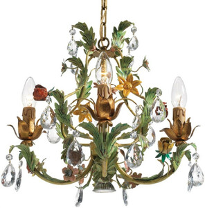 Casa Padrino Luxus Jugendstil Kristall Kronleuchter Rosen & Blumen Grn / Mehrfarbig  60 x H. 60 cm - Barock & Jugendstil Wohnzimmer Kronleuchter