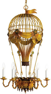 Casa Padrino Luxus Jugendstil Kronleuchter Heiluftballon Antik Gelb / Rostfarben / Grn  45 x H. 95 cm - Barock & Jugendstil Wohnzimmer Kronleuchter