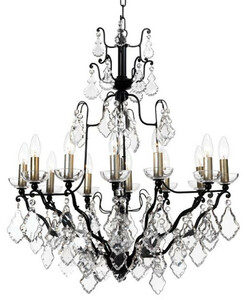 Casa Padrino Luxus Barock Kristall Kronleuchter Schwarz 70 x 58 x H. 85 cm - Barock & Jugendstil Wohnzimmer Kronleuchter