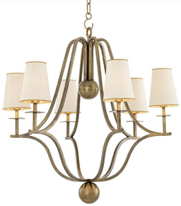 Casa Padrino Luxus Jugendstil Kronleuchter Vintage Messingfarben / Wei� / Gold 76 x 76 x H. 76 cm - Barock & Jugendstil Kronleuchter - Luxus Qualit�t