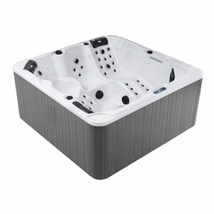 Casa Padrino Luxus Outdoor Jacuzzi Wei� / Schwarz / Grau 200 cm - Garten Whirlpool