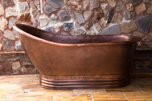 Casa Padrino Luxus Jugendstil Kupfer Badewanne 170 x 84 x H. 81 cm - Freistehende Retro Badewanne - Rustikale Kupfer Badezimmer M�bel