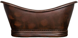 Casa Padrino Luxus Jugendstil Kupfer Badewanne Bronze 170 x 72 x H. 71 cm - Freistehende Retro Badewanne - Rustikale Kupfer Badezimmer M�bel