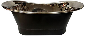 Casa Padrino Luxus Jugendstil Kupfer Badewanne Schwarz / Silber 170 x 71 x H. 71 cm - Freistehende Retro Badewanne - Rustikale Kupfer Badezimmer Mbel
