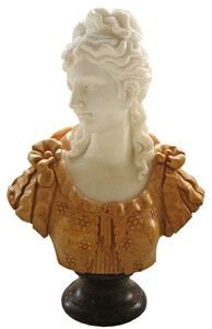 Casa Padrino Luxus Jugendstil Marmor B�ste Dame Beige / Wei� H. 65 cm