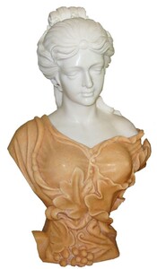 Casa Padrino Luxus Jugendstil Deko Marmor B�ste Dame Wei� / Beige H. 65 cm